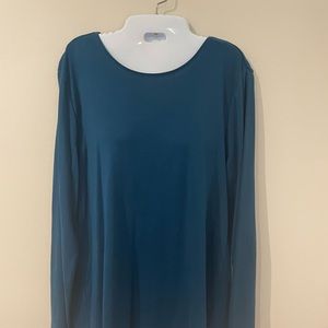 JJill Perfect Pima Delicate Trim Tunic Size Large Color Teal